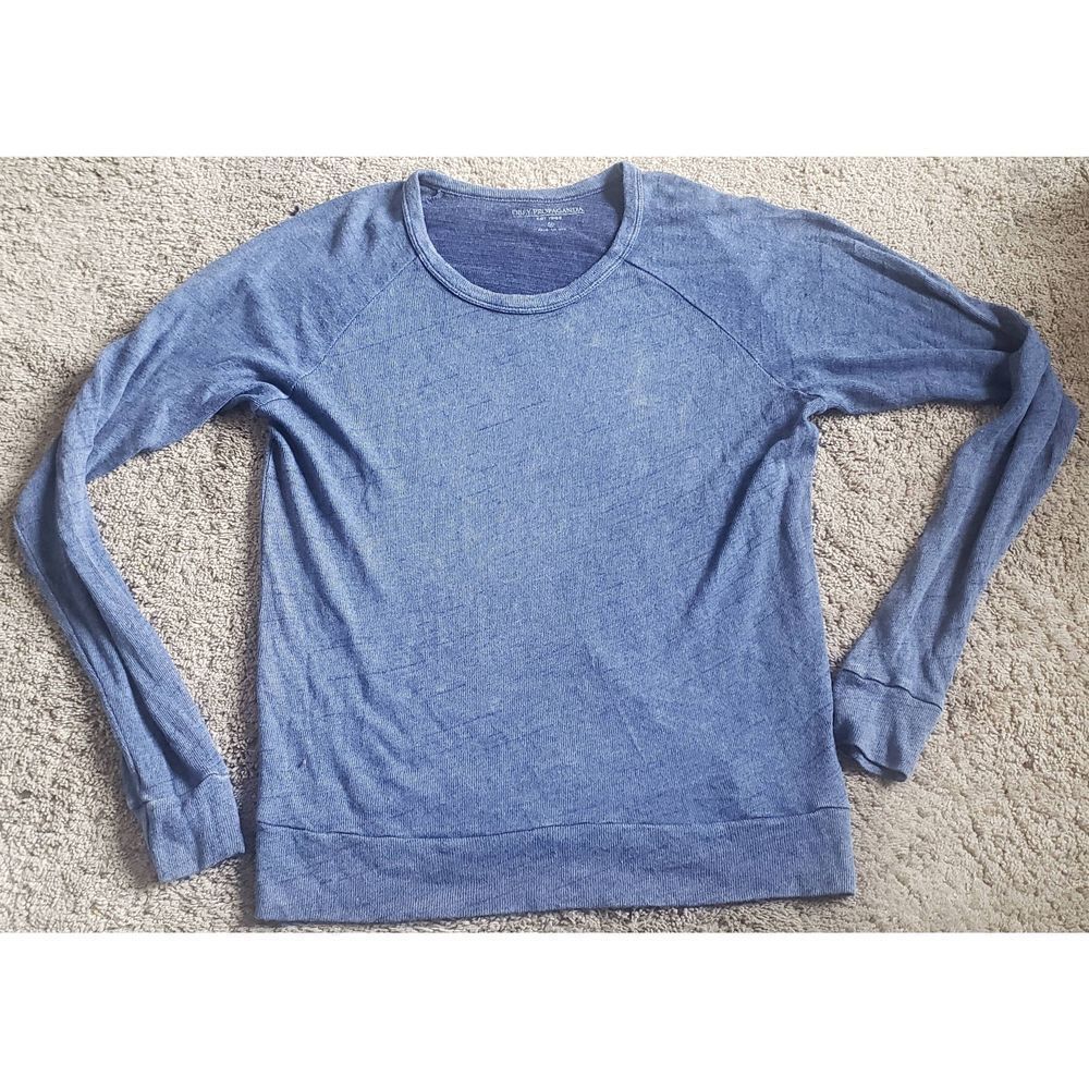 NWOT OBEY PROPAGANDA BLUE DISTRESSED BURNOUT BLUE SWEATER MEDIUM